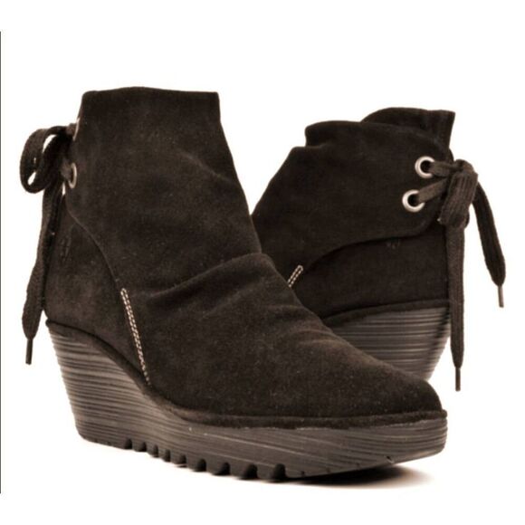 FLY LONDON Yama Brown Suede Wedge Boot Size 39 - Picture 1 of 9